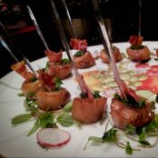 Spicy Scallop with Cilantro Pistou and Bacon Chip