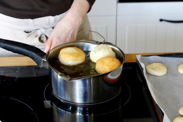 Cooking the donuts