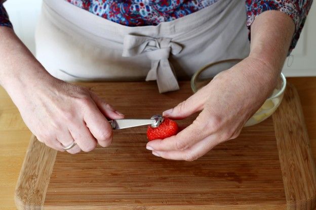 Cut the strawberries