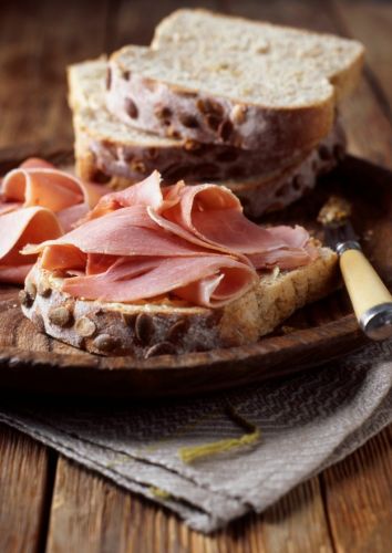 Open-faced ham and cheese