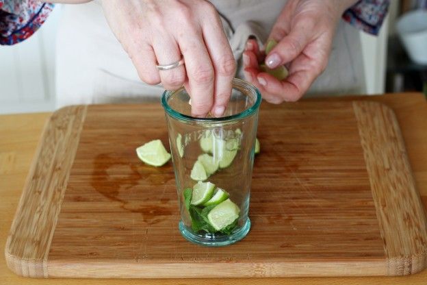 Add the lime to the glass