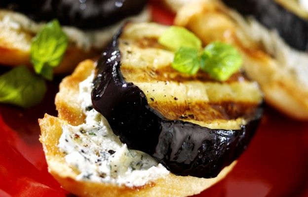 Grilled eggplant tartines