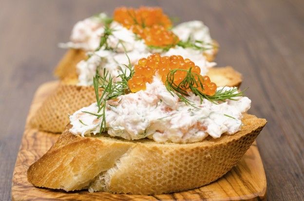 Poached salmon tartines