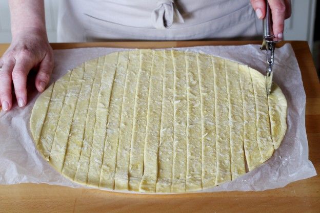 Cut the dough into strips