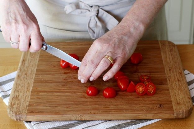 Cut the cherry tomatoes