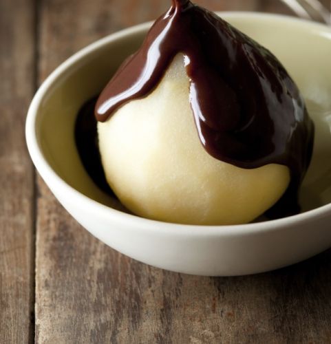 Chocolate-covered pears