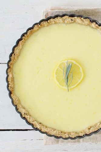 Lemon pie with a rosemary crust