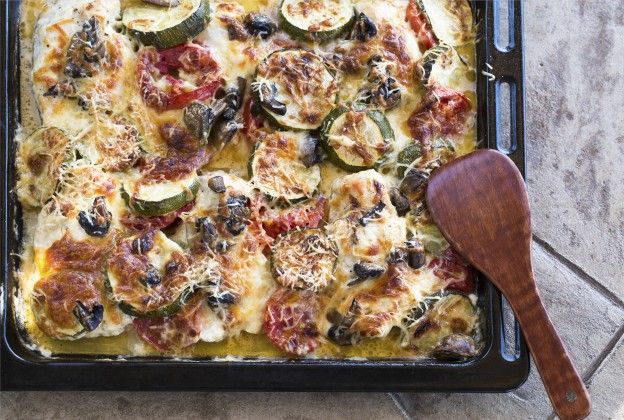 Chorizo and zucchini bake