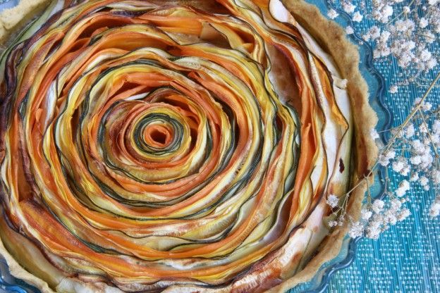 Zucchini and carrot rainbow tart