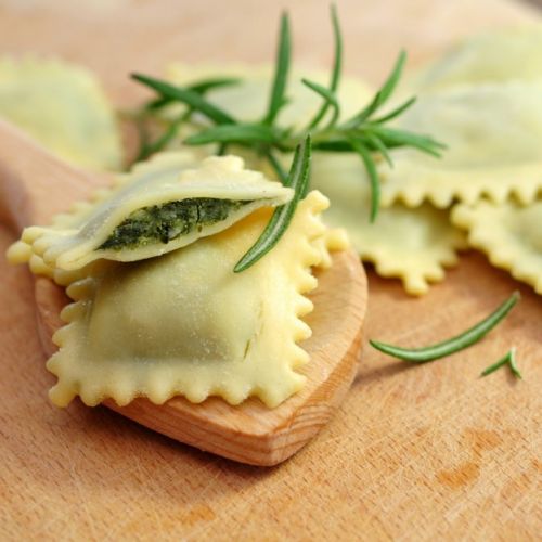 Pesto raviolis