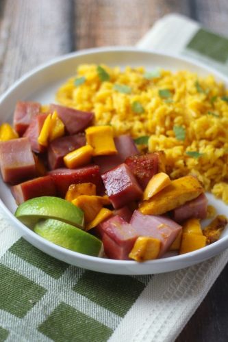 15-Minute Curried Ham with Mangoes