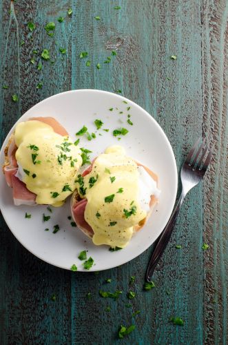 Prosciutto eggs benedict