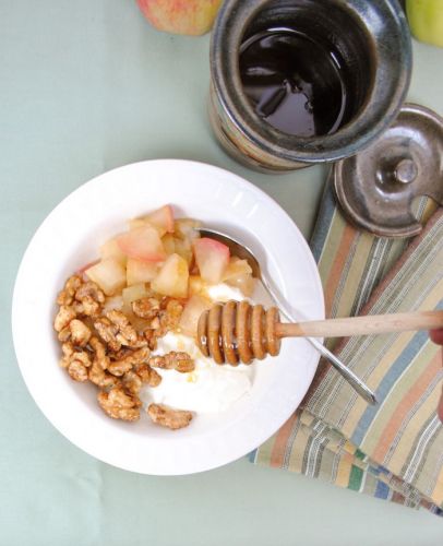 Yogurt Bowls With Fresh Fall Apples, Cinnamon, and Honey-Toasted Walnuts