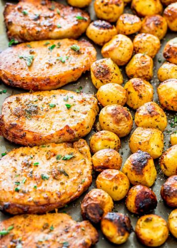 Ranch Pork Chops and Potatoes Sheet Pan Dinner