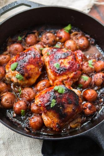 One Skillet BBQ Chicken and Potatoes