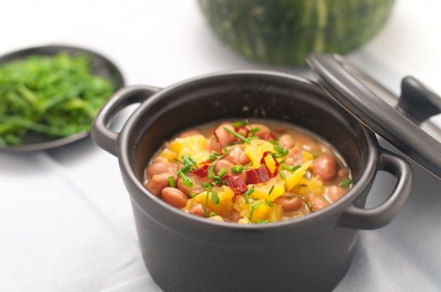 White bean, butternut squash and veggie soup