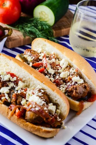 Greek-Style Sausage and Peppers Sandwich