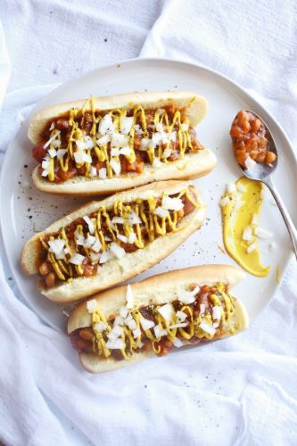 Baked Bean and Onion Dogs