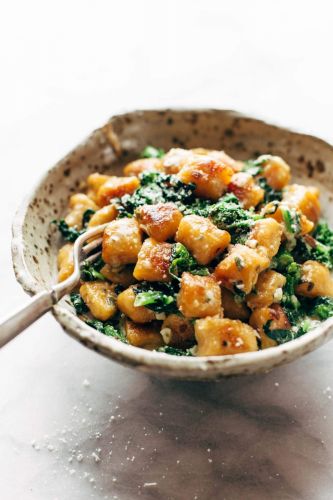 Sweet Potato Gnocchi with Broccoli Rabe and Garlic Sage Butter Sauce