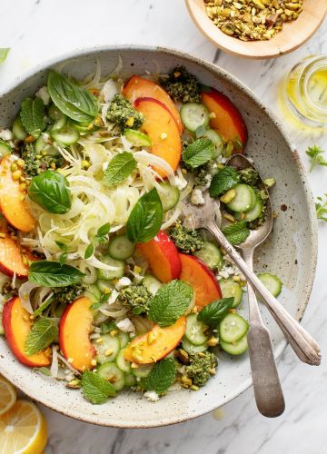 Fennel and Peach Salad with Mint & Pesto