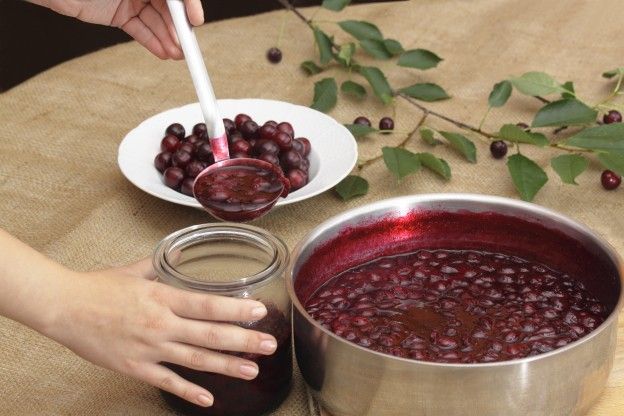 Filling the jam jars