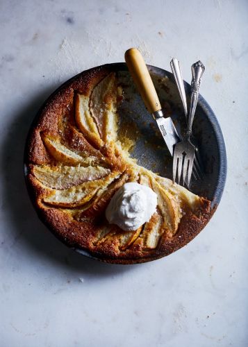 Salty Honey Pear Custard Pie