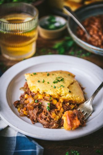 Pulled Pork Casserole with Cornbread Topping