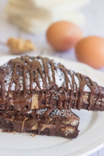 Chocolate French toast with peanut butter