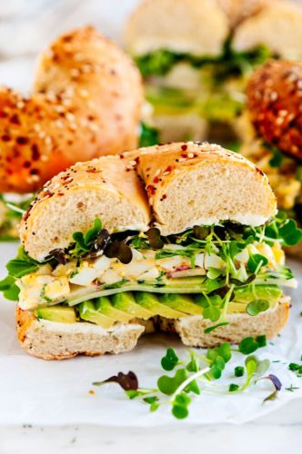 Avocado Egg Salad Bagel Sandwich