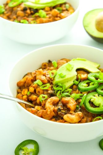 Crockpot three bean vegan chili