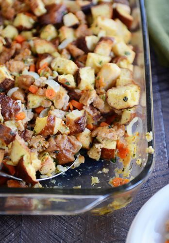 Pretzel and sausage stuffing