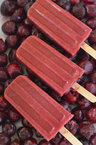 Homemade cherry ice pops