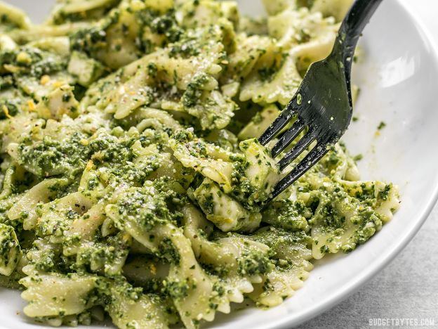 Pesto + pasta water