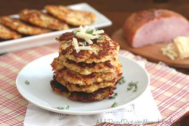 Ham and cheese cauliflower fritters