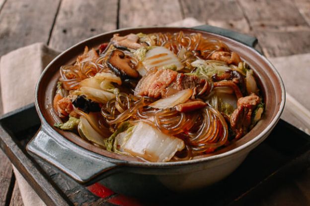 Braised Glass Noodles with Pork and Napa Cabbage