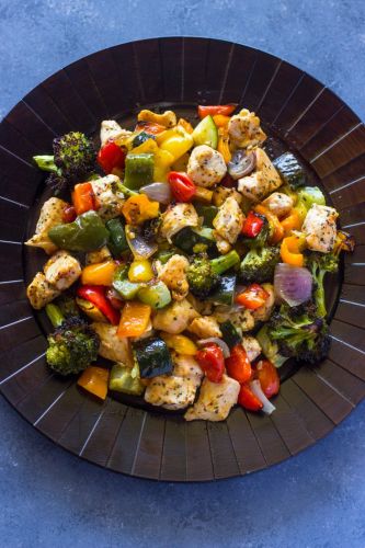 15 minute healthy roasted chicken and veggies