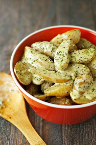 Creamy herbed fingerling potatoes