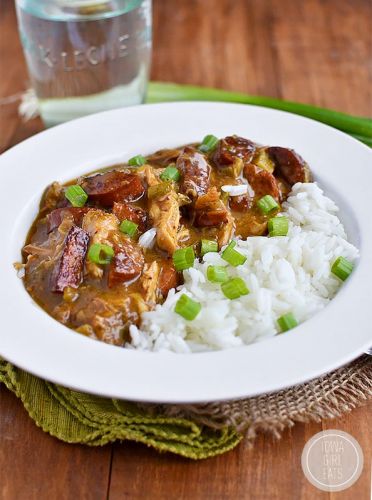 Gluten-free smoked sausage and chicken gumbo