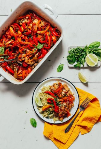 Herb Baked Fish with Rainbow Bell Peppers