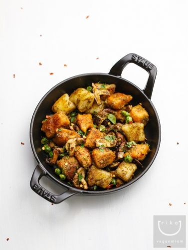 Crispy Carrot and Potato Gnocchi with Walnut Pesto