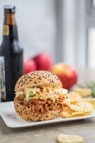 Apple BBQ Pulled Chicken Sandwiches with Apple Slaw