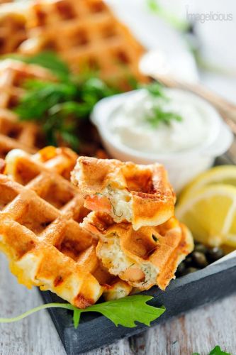 Smoked Salmon and Dill Waffles