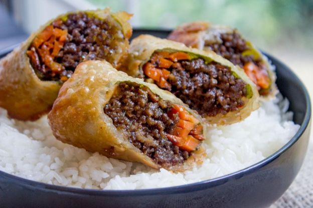 Korean Ground Beef Egg Rolls