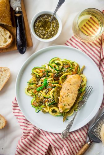 Italian chicken with zucchini noodles