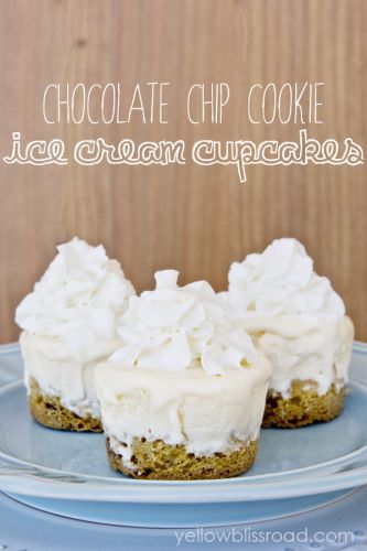 Chocolate chip cookie ice cream cupcakes