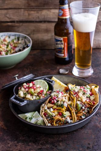 Chicken Enchilada Tacos With Sweet Chili Apple Pomegranate Salsa