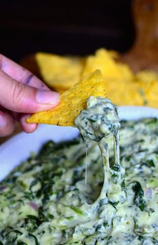 Microwave spinach dip for one