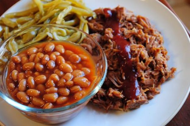 Crock Pot BBQ Pulled Pork with Baked Beans