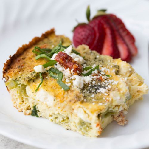 Slow Cooker Sun-Dried Tomato, Asparagus, & Feta Frittata