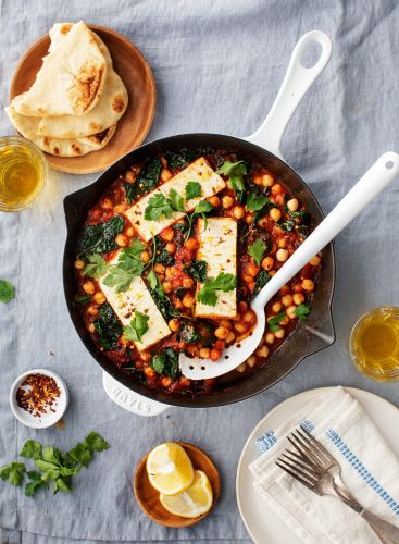 Baked Feta with Chickpeas and Kale